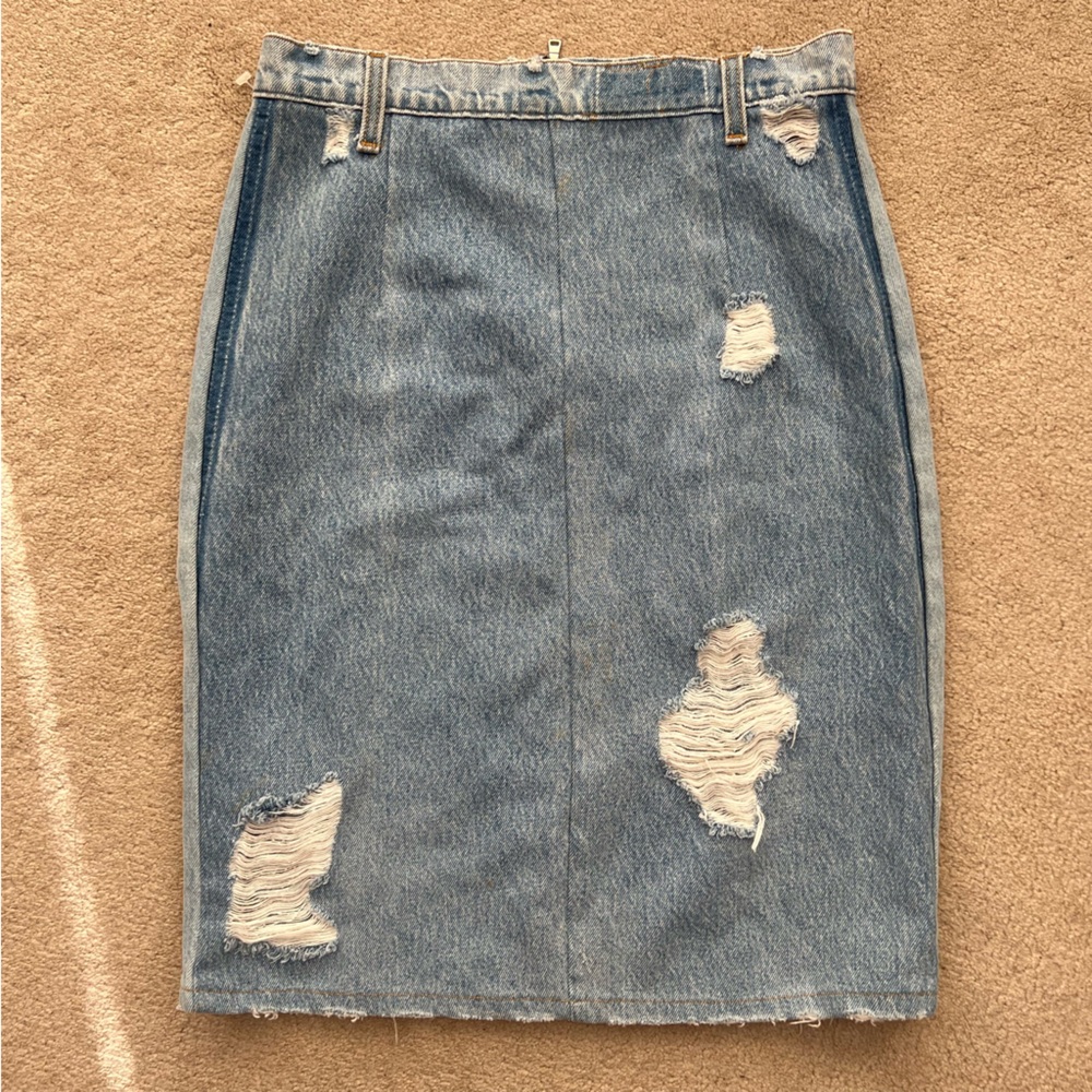 Reformation Denim Distressed Skirt Size Small